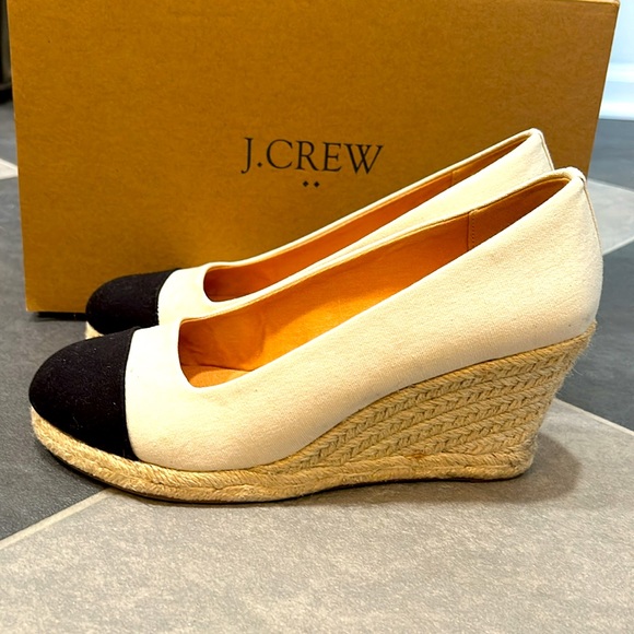 JCrew espadrille wedges in black and white - Picture 2 of 5